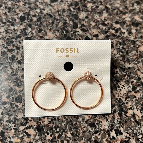 🆕 Fossil Rose Gold-Tone Stainless Steel Drop Earrings (NWT) - Picture 2 of 6